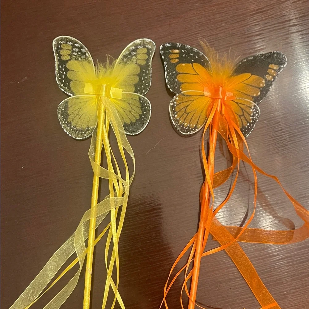 Assorted butterfly Fairy Wand Party Favors with Maribou and ribbons set of 20